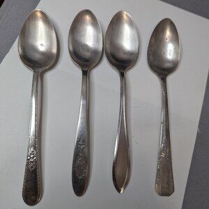 Antique Dinner Spoons Mix Set Debonair Silver Plate 1947 Roger Adoration Communi
